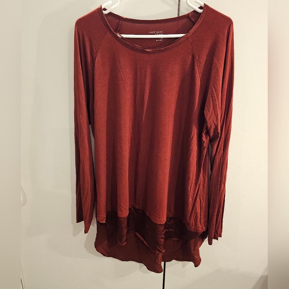 Ruffhewn Womans Large Burgandy Long Sleeve Tunic